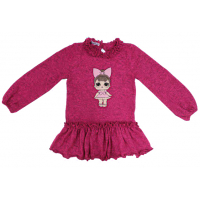 20-31803 Платье для девочки укороченное, 2-5 лет, малиновый меланж 20-31803 Платье для девочки укороченное, 2-5 лет, малиновый меланж